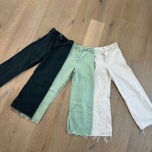 Zara High Rise Jeans - Black, Green, Cream